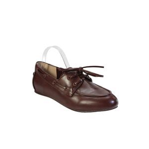 Funny She Jill Womens Slip On Lace Up Bow Leather Loafers Brown Size 11.5